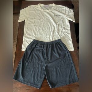 Men’s Cream T-Shirt & Black Shorts Pajamas Set